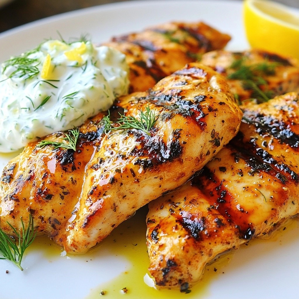Grilled Chicken with Cucumber Yogurt Sauce Delight