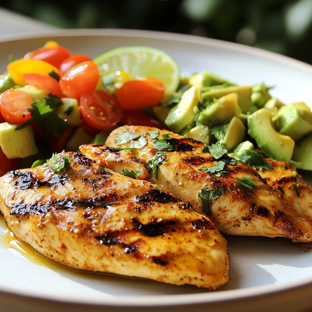 Smoky Grilled Chicken with Avocado Salad Delight