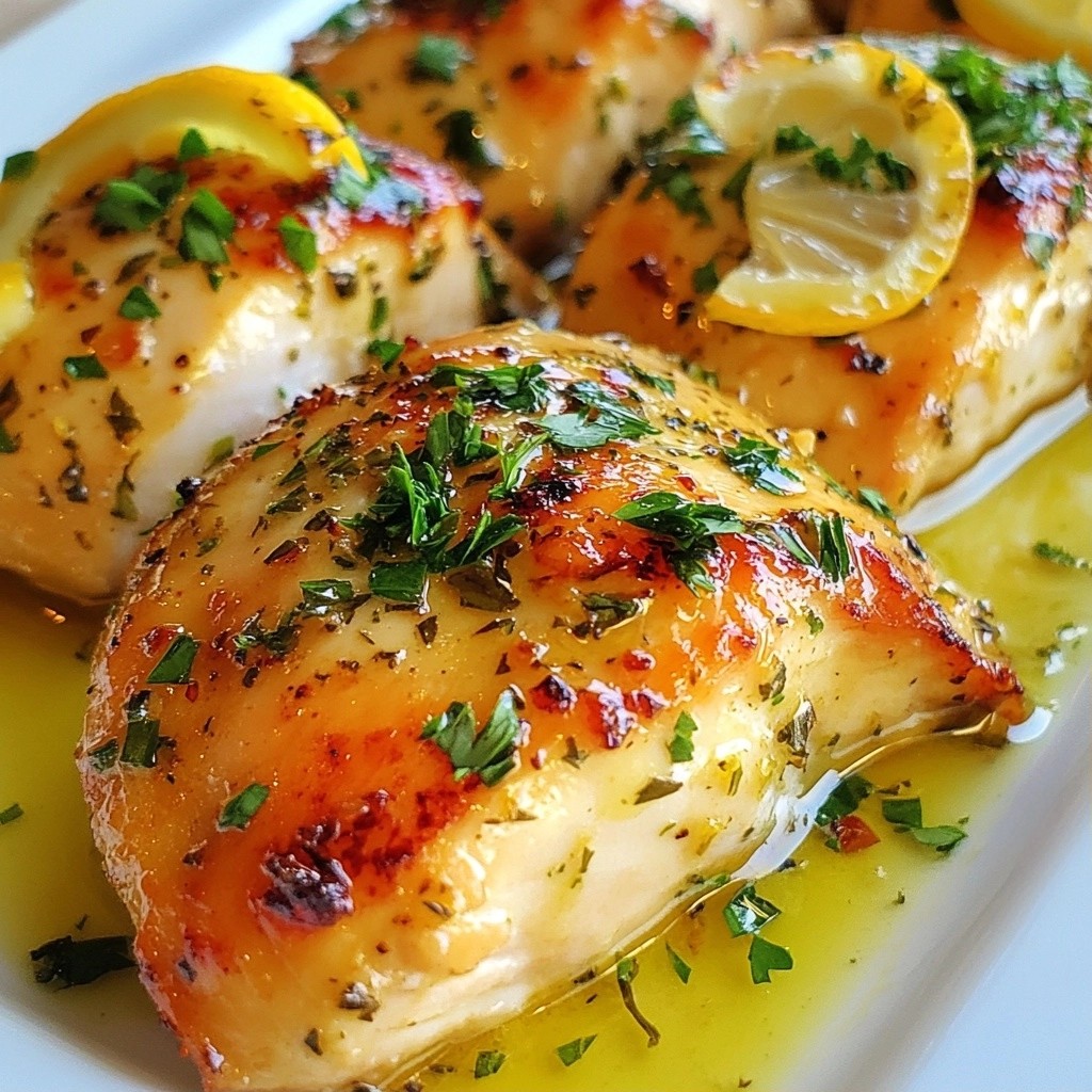 Herb Baked Chicken with Lemon Garlic Sauce Delight