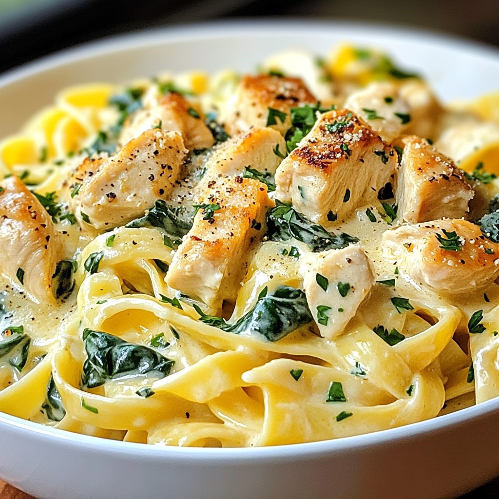 One-Pot Chicken Alfredo with Spinach Quick Recipe