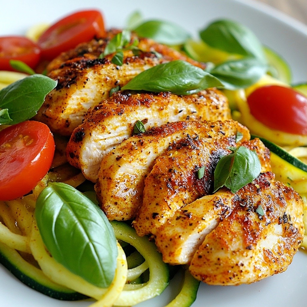 Spicy Baked Chicken with Zucchini Noodles Delight