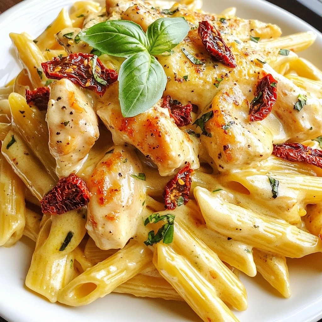 Creamy Chicken with Sun-Dried Tomato Penne Dish