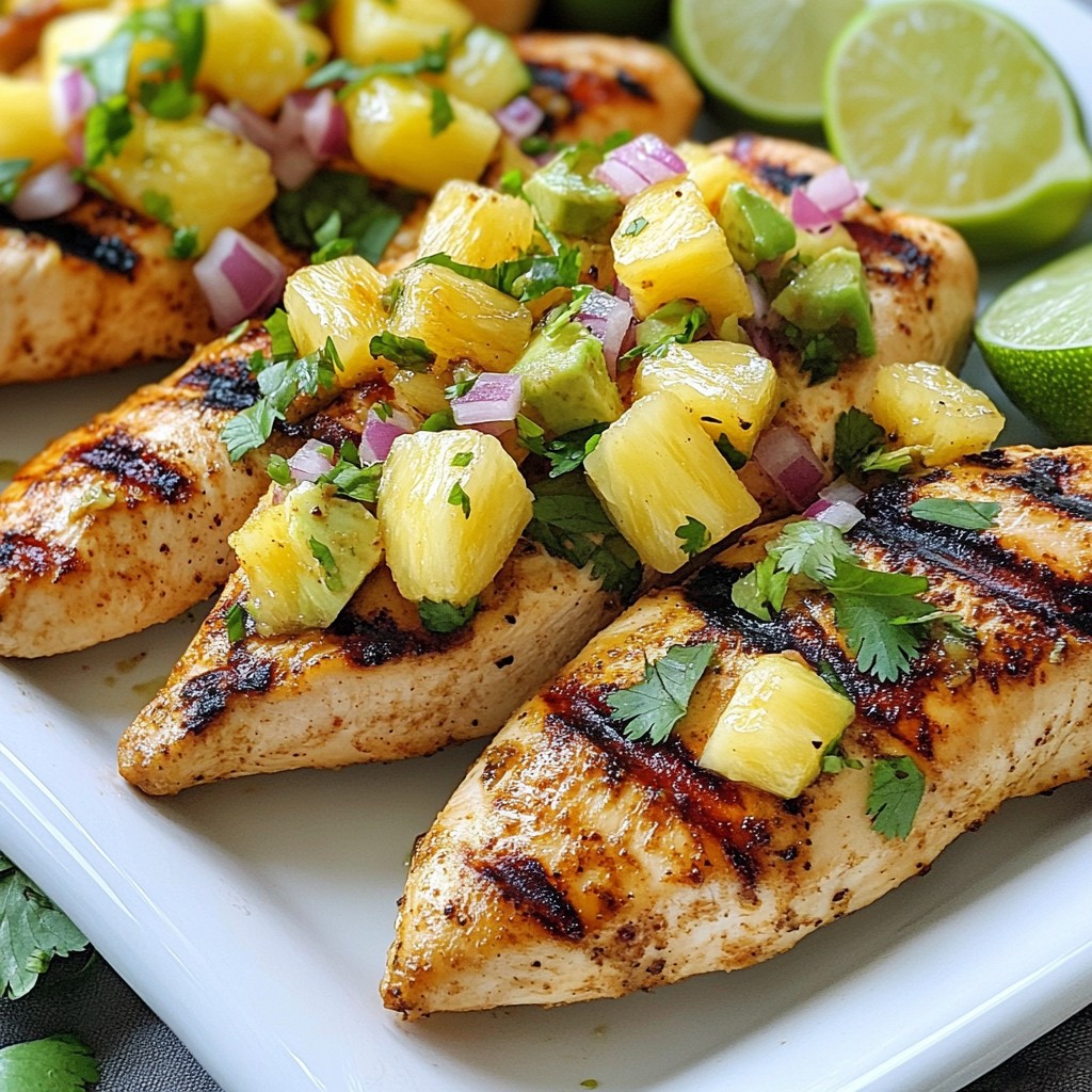 Grilled Chicken with Pineapple Avocado Salsa Delight