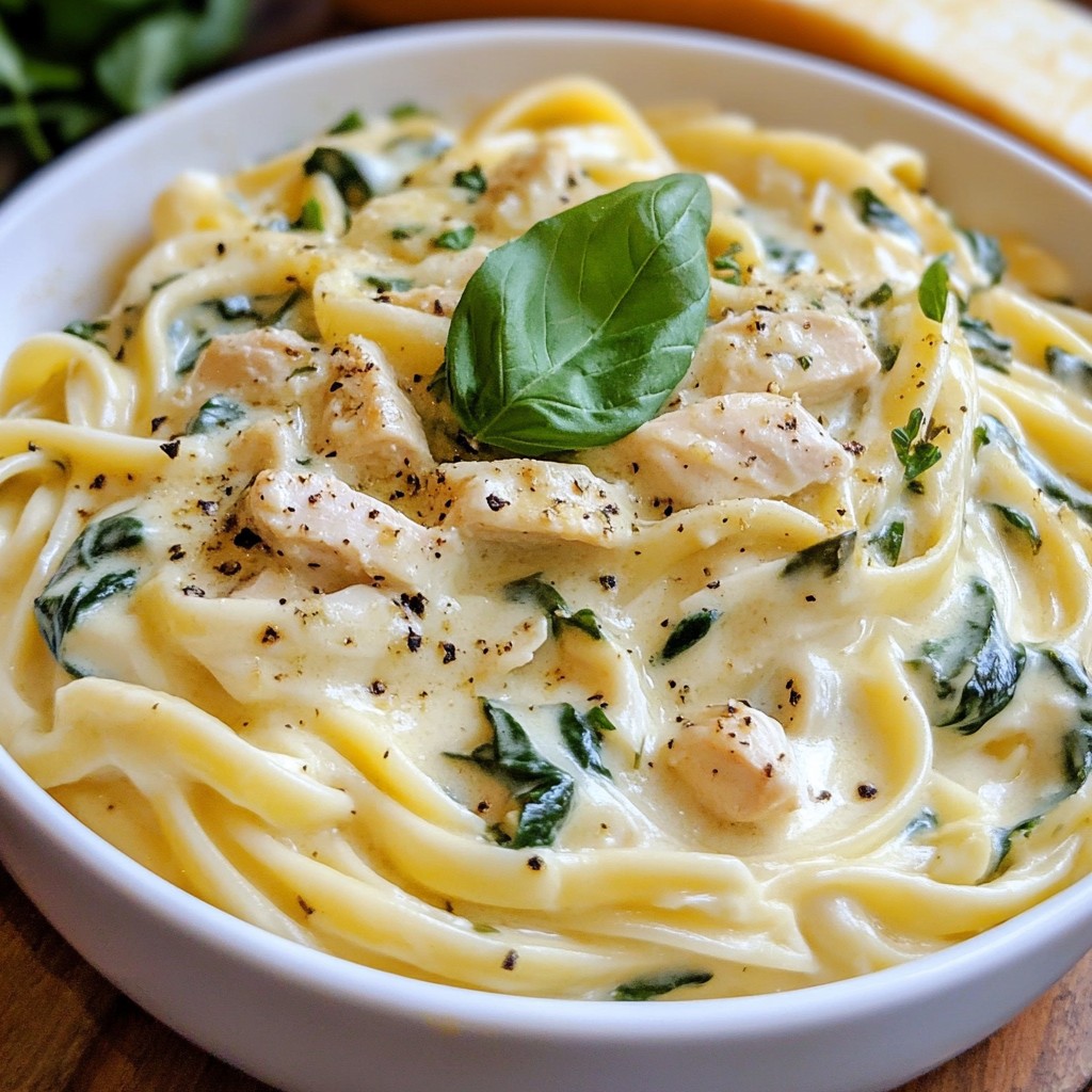 One-Pot Chicken Alfredo with Spinach Delight