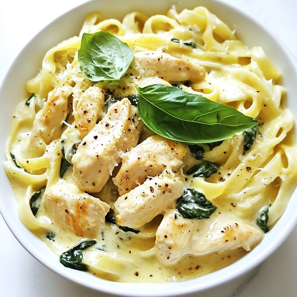 One-Pot Chicken Alfredo with Spinach Simple Recipe