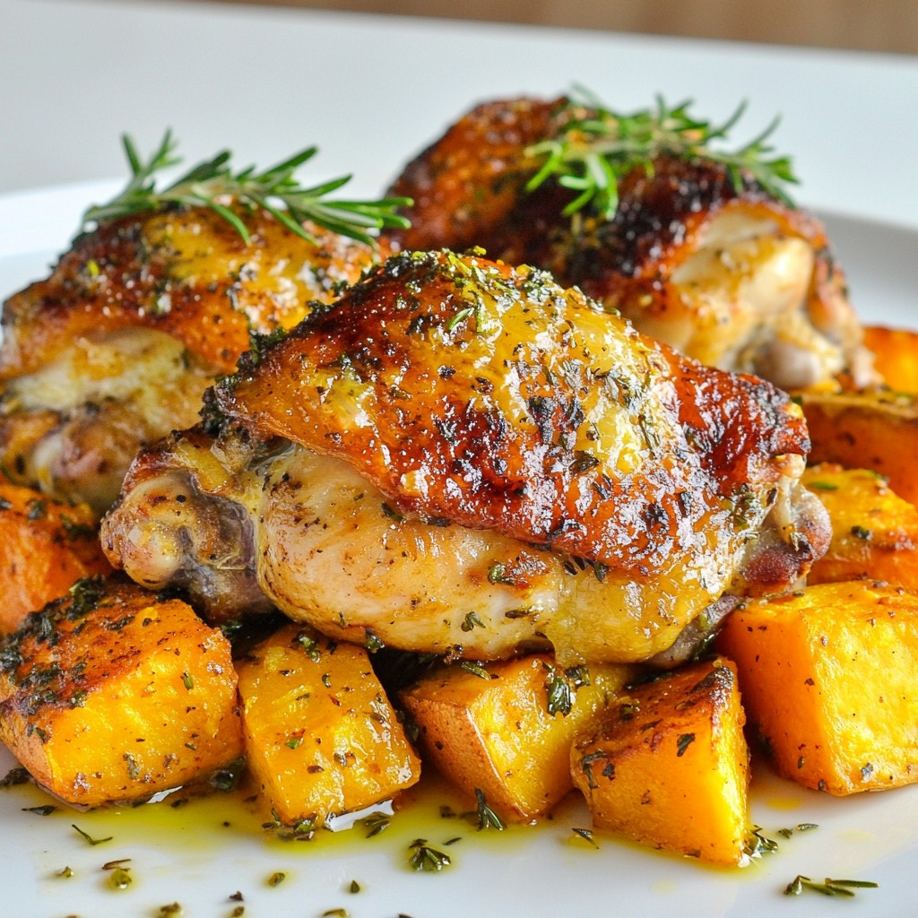 Baked Chicken with Sweet Potato and Herbs Delight