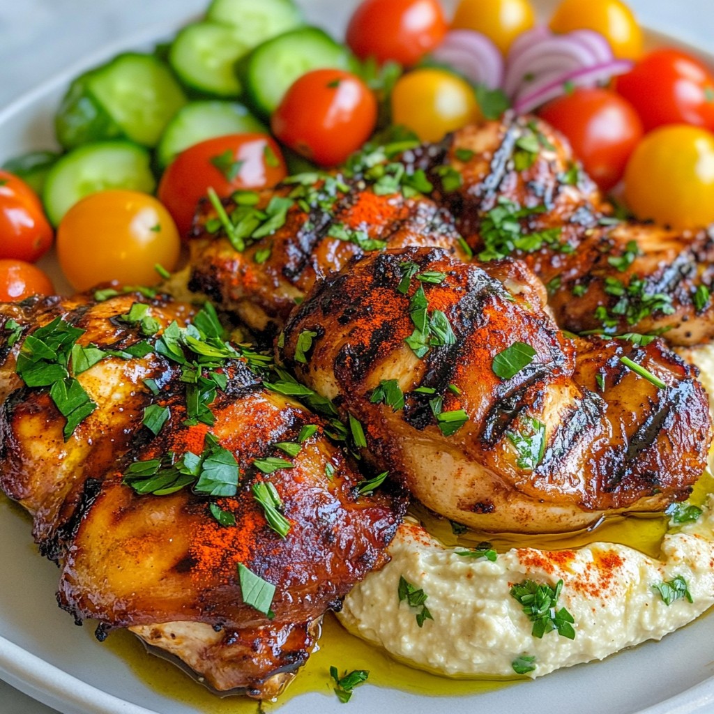 Mediterranean Grilled Chicken with Hummus Delight
