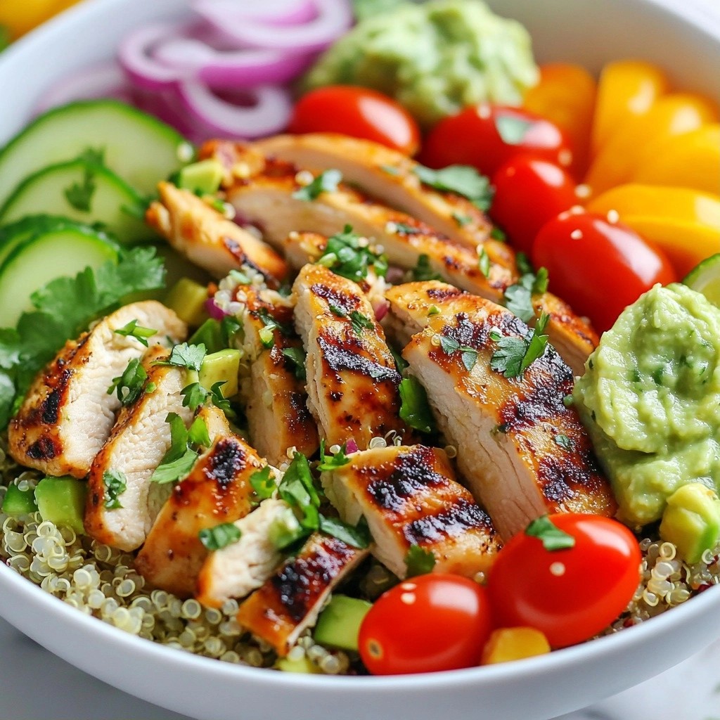 Quinoa Chicken Salad with Avocado Dressing Delight