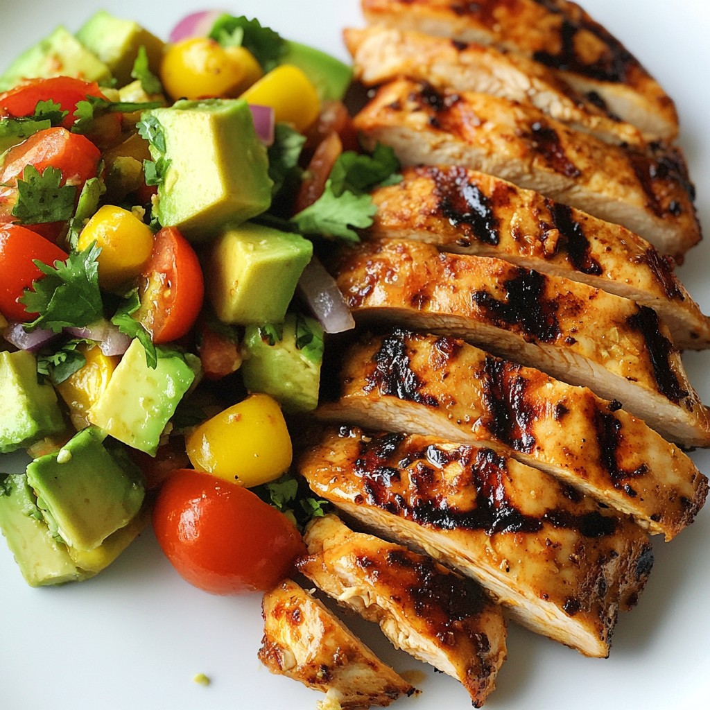 Smoky Grilled Chicken with Avocado Salad Delight