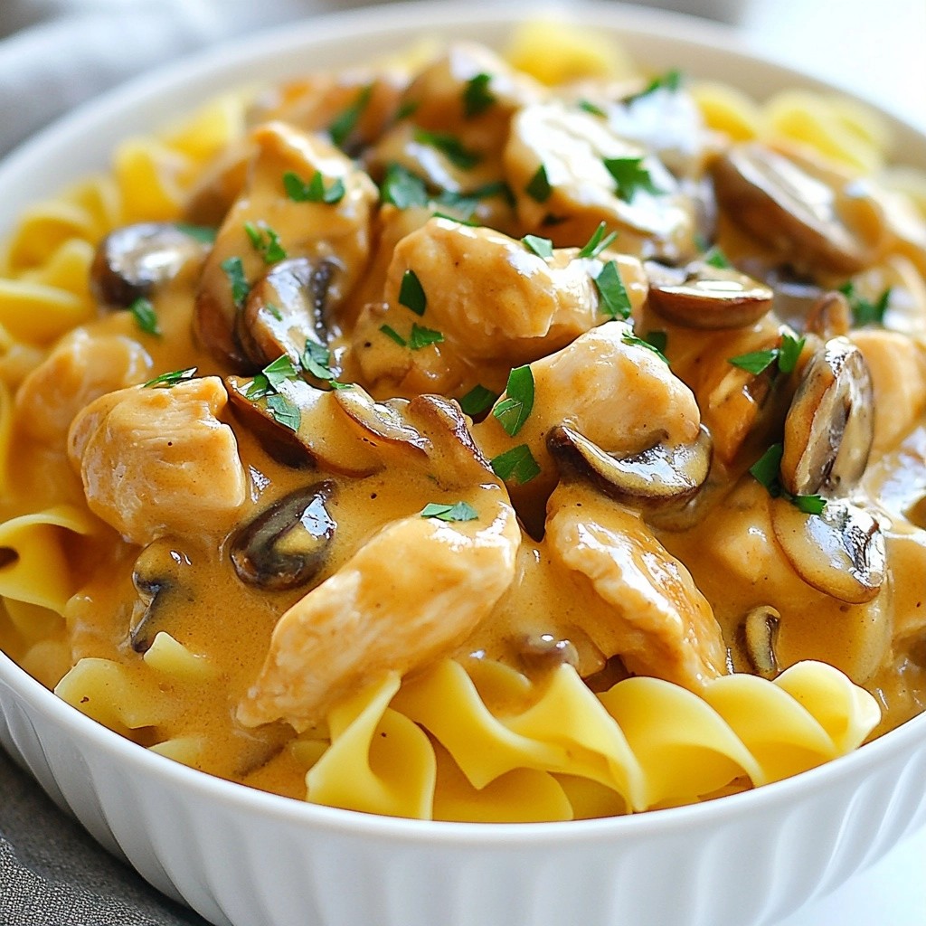 One-Pot Chicken Stroganoff with Mushrooms Delight